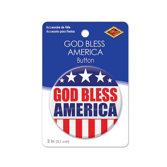 Beistle 2" Red, White & Blue God Bless America Buttons, 6ct.